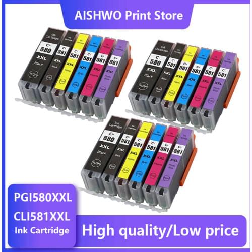 18PK Compatible pgi580 cli581 ink for Canon PGI 580 PGBK CLI 581 BK/C/M/Y/PBK XL for PIXMA TS8150 TS8151 TS8152 TS9150 TS9155