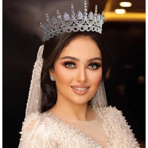Zircon Crystal Tiara Wedding Crown Diadema Queen Princess Bride Crowns Bridal Headpiece Tiara de Noiva Wedding Hair Accessories