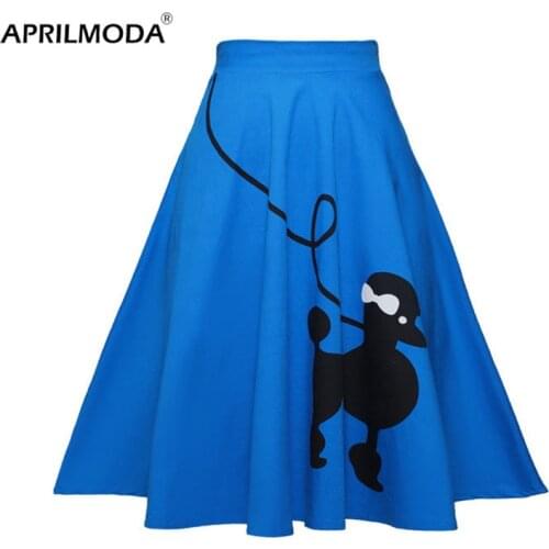 Gorgeous Retro Swing Skirt 50s 60s Poodle Rockabilly Grease Fancy Costume 1950s Girls Plus Size Pinup High Waist Cotton Skater
