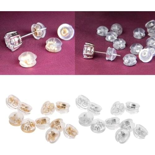 High Quality 10PCS Silicone 18K Gold S925 Sliver Earring Backs Padded Mushroom