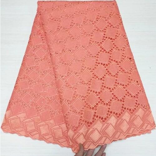 High Quality African Nigerian Tulle Lace Fabric Swiss100% Cotton Fabric Embroidered Damask Wedding Party Gown Dress 2.5Yards