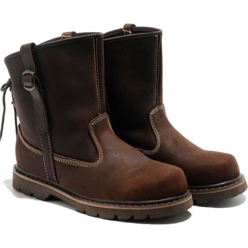 Suede Leather Snow Boots Men Slip On Cowboy Boots Warm Winter Mens Shoes 9#21/10E50