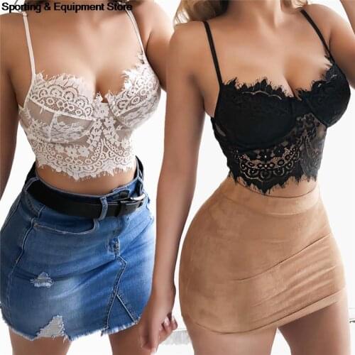Woman Lace Hollow Tanks Camis Bra Underwear Harness Perspective Bikini Top Underwear Bralett Lace Strap Wrapped Chest Shirt Top