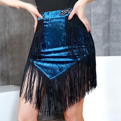 WomenS Latin Dance Skirts Velvet Tassel Skirt Latin Dance Practice Clothes Chacha Samba Latin Dance Performance Wear DN7448