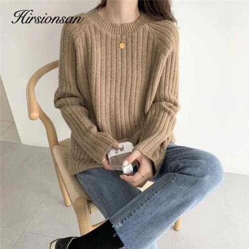 Hirsionsan Basic Sweater Women 2020 New Soft Warm Knitted Sweater Casual O Neck Female Pullovers Fashion Solid Female Tops