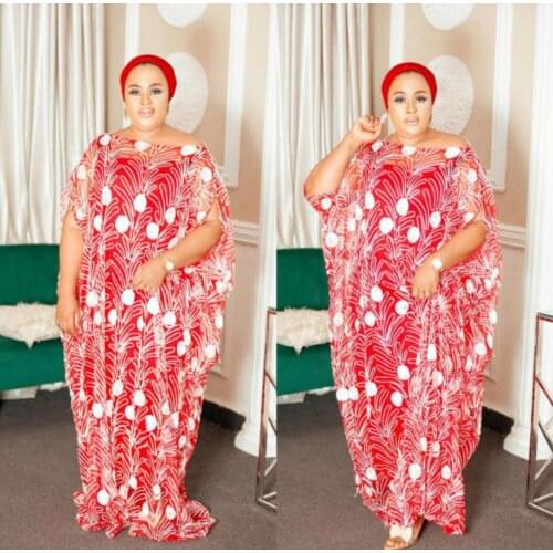 2020 Classic New Style African Womens Dashiki Net Tulle Fabrics Lace Loose Skirt Long Dress inside 2piece Free Size Length 150