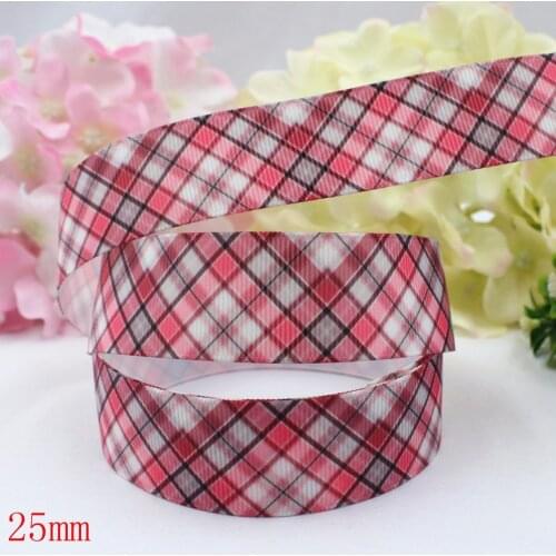 16607-81,(1")25mm 10yard/lot Lattice Ribbons Thermal transfer Printed grosgrain Wedding Accessories DIY handmade material