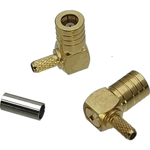 1pce Connector SMB female jack Right angle crimp RG174 RG316 LMR100 cable