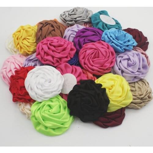 3" Cute Rolled Satin Rose Flowers Hair Clips for Baby Girls Headdress Toddlers Hairpins Flower Kids Hair Accessories