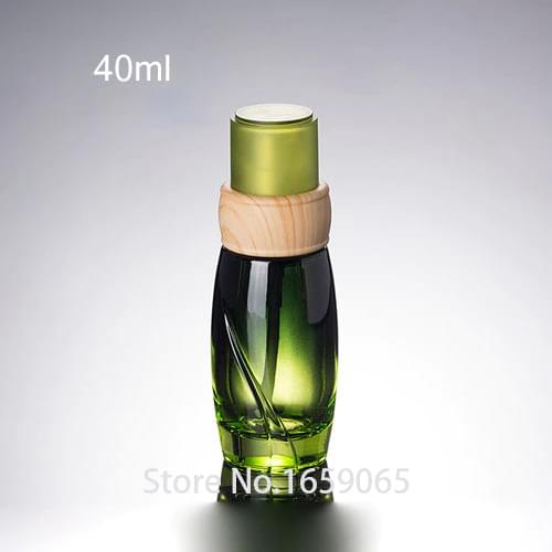 40ML essence bottle emulsion bottle press pump green glass empty Cosmetic Packaging Dispenser for Skin Care 200pcs/lot
