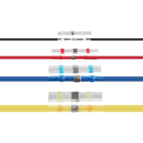 5/10/20pcs Heat Shrink Connector Butt Terminal Waterproof Solder Seal Tinned Copper Electrical Wire Cable Splice 6-26 AWG