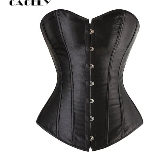 Basic Satin Overbust Corset Top Busk Lacing-up Bustier Traditional Boned Corselet Wedding Bridal Underwear Party Dancing Outfits
