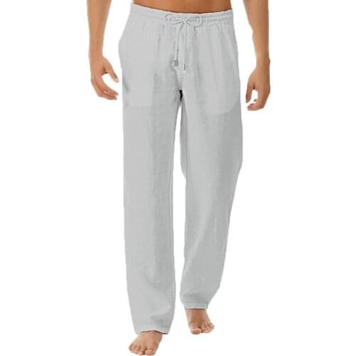 Summer Men Pants Drawstring Mid Rise Men Solid Color Elegant Wide Leg Trousers Slacks Sports Korean Mens Clothing 2021 3XL