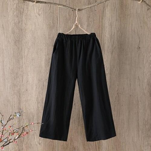 Women Elegant High Waist Wide Leg Pants 2021 Summer Vintage Pants Female Casual Solid color Wide Leg pants