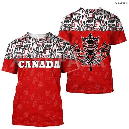 Canada Haida Skull Aztec Mexico Rooster Moose Maple 3D Summer Fashion All Over Printed Round Neck T-shirt Men Women Casual Tee