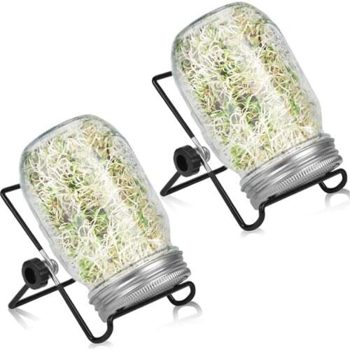 Hot Sale 2 Sets 1000Ml Glass Sprouter Jar,Sprouting Jar Kit for Home Kitchen/Garden,Stainless Steel Lid Mason Pot with Holder