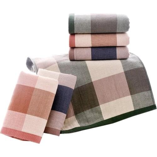 Cotton High Plaid Soft Face Towel 34x76cm Shower Towel Gift