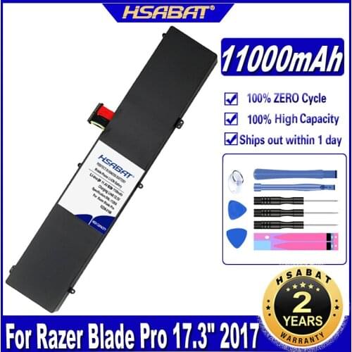 HSABAT RZ09-0166 F1 11000mAh Laptop Battery for Razer Blade Pro 17.3" 2017 RZ09-01663E52 RZ09-01662E53-R3U1 RZ09-01663E53-R3U1