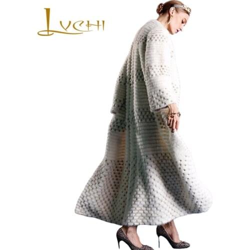 LVCHI 2019 Women elegant Fashion tunic import fur mink coats White Mink Coat Robe Femme coat black Mink Fur Clothes saga