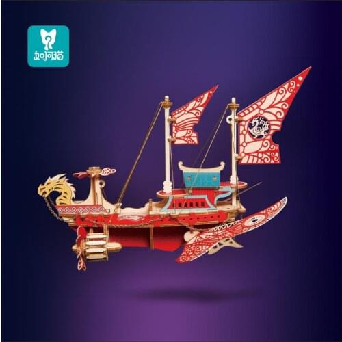 Curiosity 115pcs DIY 3D Flowers Fantasy Ship Wooden World Famous Article Puzzle Game Assembly Toy Gift for Children Teens Adult