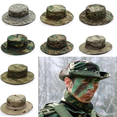 Men Military Tactical Cap Camouflage Boonie Hat Sun Protector Outdoor Paintball Airsoft Army Training Fishing Hunting Hiking Cap