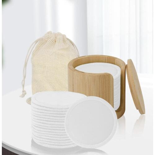Resuable Makeup Remover Pads Set Bamboo Fiber Cotton Washable Pad Moisturizing Cream Facial Care Tool Skin Cleansing with Bag