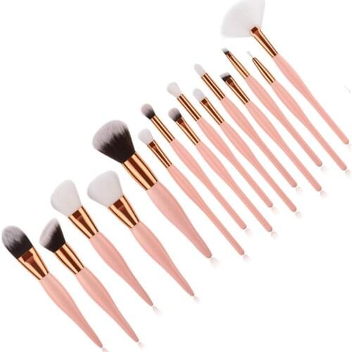 Free Shipping Private Label 8/12/15pcs Pincel Maquiagem Pink Makeup Brushes Set For Powder Foundation Blush Eyeshadow Blending