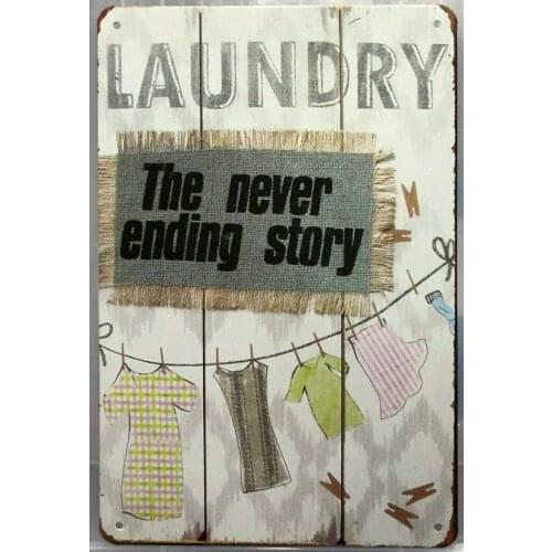 Laundry The Never Ending Story Rustic Metal Plate Tin Sign Vintage Retro Man Cave Bar Garden Wall Decor 12"x8"