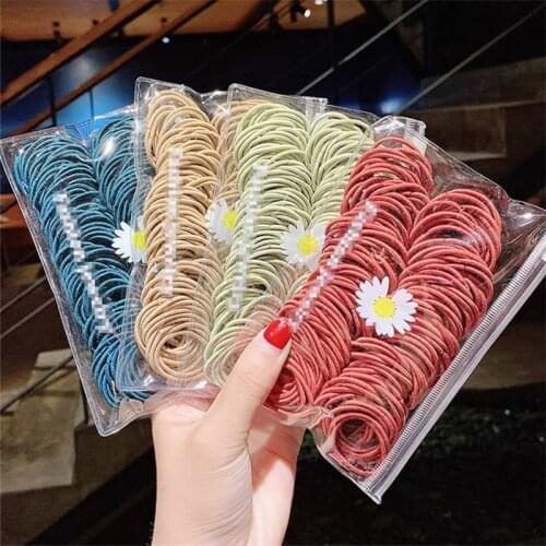 New 100pcs/lot Hair bands Girl Candy Color Elastic Rubber Band Hair band Child Baby Headband Scrunchie Hair Accessories for hair