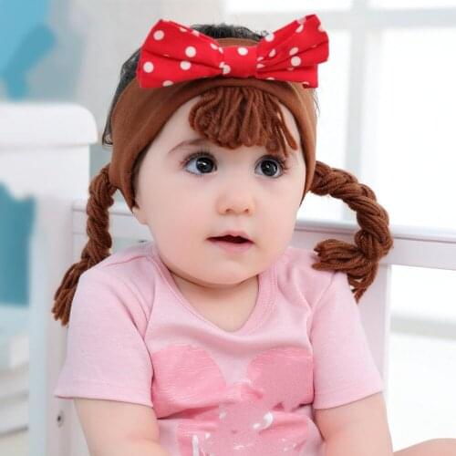 2019 New Cute Girls Hair Bangs Bowknot wig Head Band PHotography Headbands Polka Dot Hair Accessories Girl dress up headband