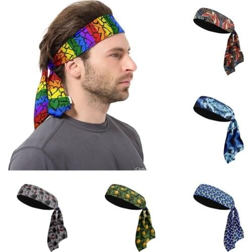 Colorful Printed Tennis Headband for Men Outdoor Cycling Running Breathable Sweatband Yoga Workout Compression Sports Hair Band