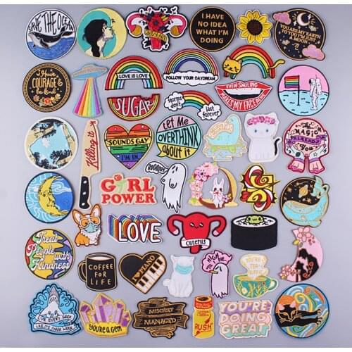 Rainbow Letter Patches On Clothes Anime Badge Embroidered Patch For Clothing Applique Jacket Jeans Patches Stripe Sticker Patch