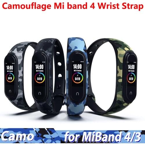 Print Camouflage mi band 3/4 wrist strap for xiaomi 4 3 smart bracelet for miband 4/3 strap replacement silicone accessories