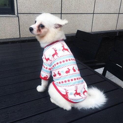 Christmas Puppy Dog Vests Small Medium Dog Comfortable Cotton T-shirt For Autumn Winter Puppy Christmas Vest Xmas Pet