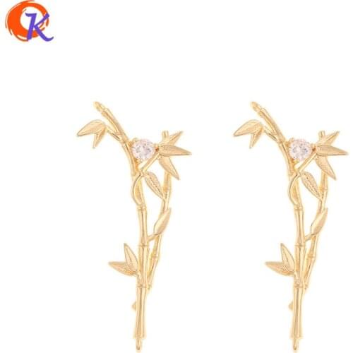 Cordial Design 20Pcs 20*46MM Jewelry Accessories/Hand Made/CZ Charms/Bamboo Shape/Genuine Gold Plating/DIY Part/Earring Findings