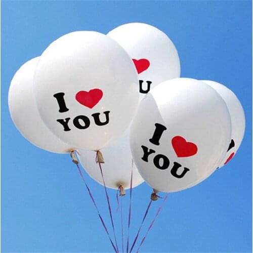 5pcs White I Love You Latex Balloons Inflatable Air Balls Childrens Birthday Party Balloons Wedding Decorations Float Balloons