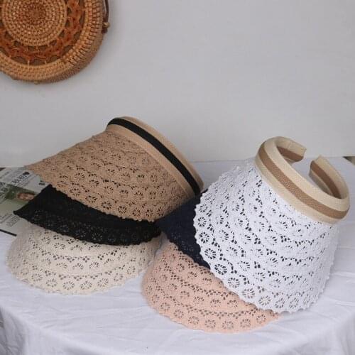 Ladies Sun Hat, Straw Hat, Beach Sun Visor, Lace Hat, Beach Uv Protective Hat, Size Adjustable Hat, Leisure Hat, Traveling Hat
