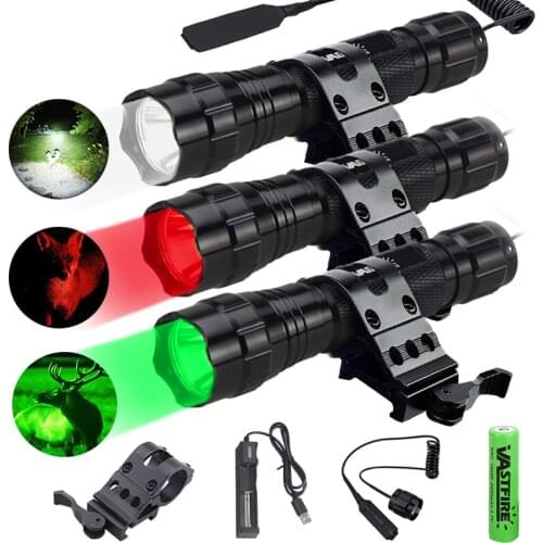 1000lm 501B XM-L T6/Q5 Led Hunting Flashlight Tactical Rifle Scope Weapon Gun Light+45° Rail Mount+Remote Switch+18650+Charger