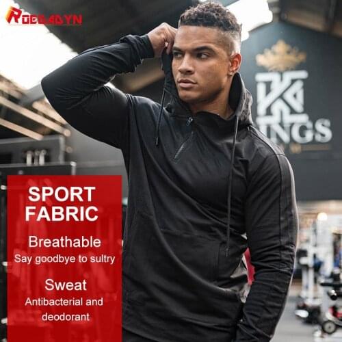 ROEGADYN Man Hoodies Trainning Men Sweatshirts Fitness Hoodies Gym Sweater Sport Running Outdoor Hoodies And Sweatshirts Jogging