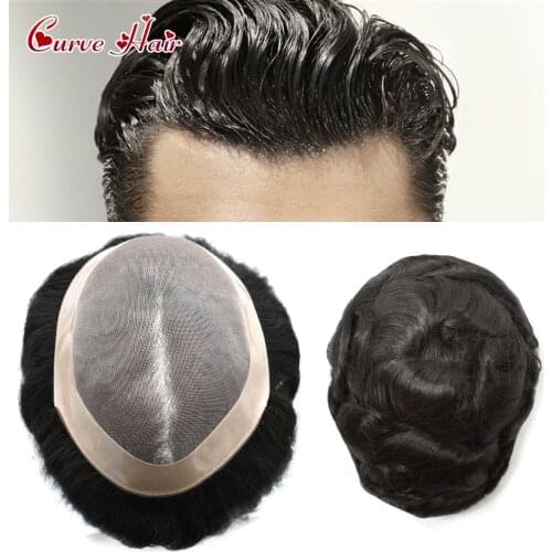 Fine Mono Mens Toupee Poly Coating Remy Hair Replacement Hairpiece Factory Direct More Colors Stock Monofilament Man Wigs