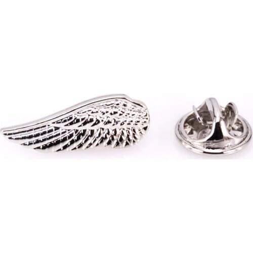 High quality mens Brooch Lapel Badge Pin NEW Silvery Angel Wing Brooch Pin mens Wedding Shirt Lapel Brand Jewelry Pin