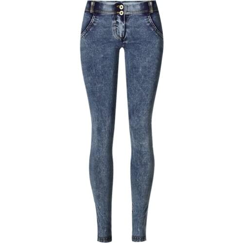 Women Skinny Stretch Denim Jeans Peach Lift Hips Push Up Fitness Shape Pencil Pants Super Elastic Low Waist Leggings Plus Size