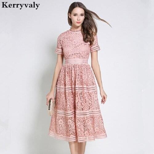 Elegant Women Pink Lace Dress Vestidos Verano 2021 Long Summer Beach Dress Roupas Feminina Zomer Jurk Ropa Mujer K6619