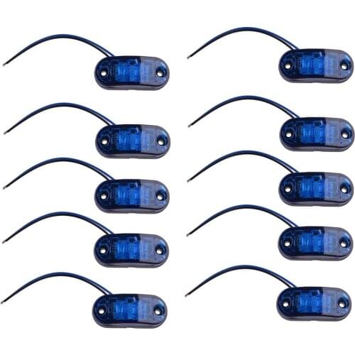 10pcs/Set Blue 12V-24V 2 LED Side Marker Indicators Light IP67 Waterproof Lamp for Universal Car Trailer Truck Lorry