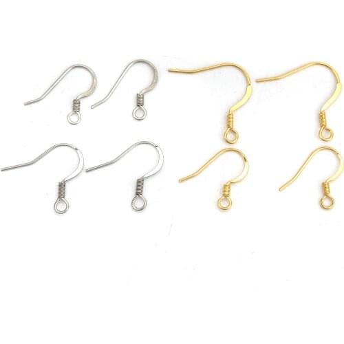 20 PCs 316 Stainless Steel Ear Wire Hooks Earring Findings Light Gold Color Silver Color For DIY Earring Jewelry Making