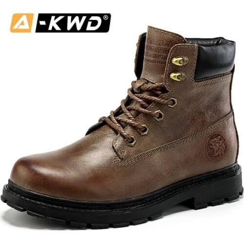 2019 Fashion Casual Men Snow Boots High Top Work Shoes Keep Warm Winter Men Boots Genuine Leather Sneakers Men Plus Size 38-47