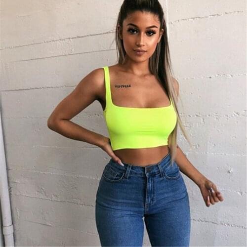Sexy Women Solid Strappy Vest Crop Top Summer Sleeveless Slash Neck t shirt Beach Women Sports tee Tops
