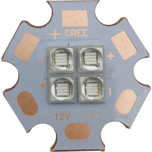 3V / 7V / 14V Everlight 4Chips 4LEDs 12W High Power LED Emitter UV / Ultraviolet 365nm 380nm 395nm 420nm 20mm Copper PCB