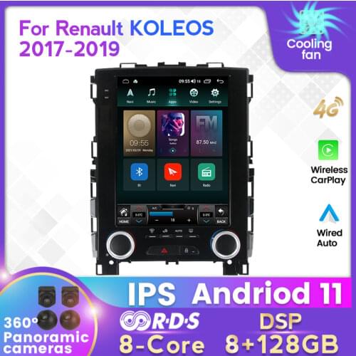 Android Os 11 Vertical Screen Tesla Style Car GPS Multimedia Radio BT Navigation Player for Renault Koleos 2017 2018 2019 WIFI