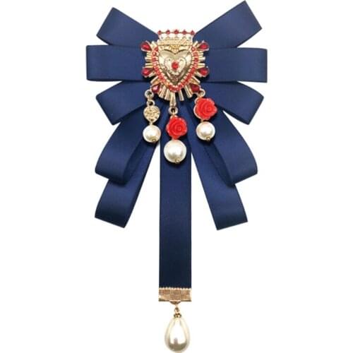 Baroque Bowknot Bow Tie Cravat Bowtie Ribbon Ties Brooch Pins Women Fashion Jewelry Accessories R7RF